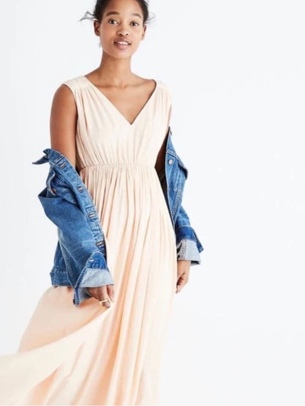 Madewell Magnolia Tie-Back Maxi Dress in Blush Size XS NWT